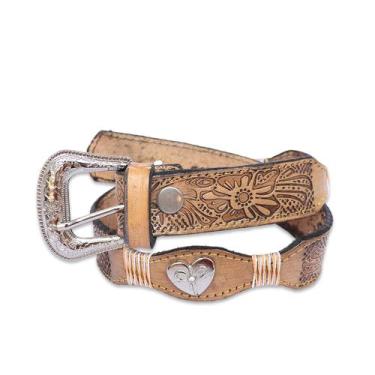 Imagem de Cinto Country Cowgirl Infantil Feminino Coração Criança - DRC, Palha, 