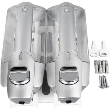 Imagem de Dispenser Duplo Liquido Alcool Gel Sabonete Shampoo Condicionador Hote