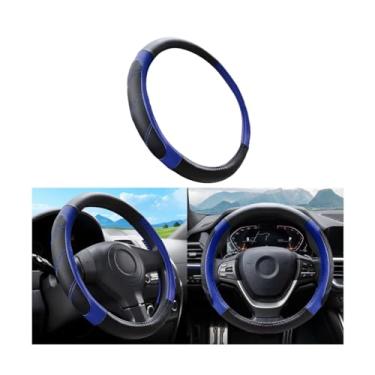 Imagem de Mandark Capa de volante de carro, protetor de volante de couro esportivo elástico, antiderrapante, macio, acolchoado, acessórios de proteção interior automotiva, ajuste universal de 35 a 38 cm (azul)