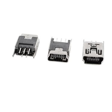 Imagem de uxcell 3 peças mini USB tipo B soquete fêmea 5 pinos 180 graus conector DIP