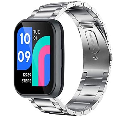 Imagem de Compatível com relógio Wyze de 47 mm, pulseira de substituição de metal de aço inoxidável de liberação rápida Lamshaw compatível com relógio inteligente Wyze de 47 mm (prata)