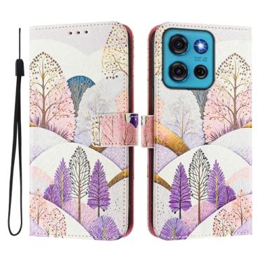 Imagem de Capa carteira para Motorola Moto G75, 3 compartimentos para cartão, 1 compartimento para dinheiro, capa flip de couro PU com padrão fofo, capa com fivela magnética à prova de choque, compatível com