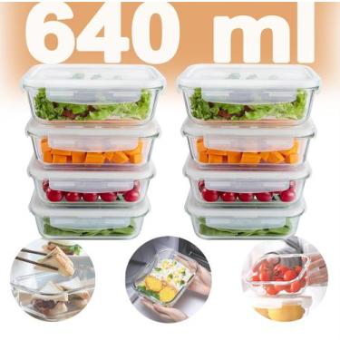 Imagem de KIT 08 Potes de Vidro com Tampa Hermética 640 ML - Pote Vidro Para Con