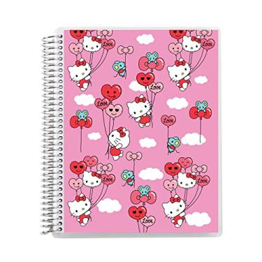 Imagem de Caderno espiral encadernado universitário de 21,5 cm x 27,9 cm - Balões Hello Kitty. Caderno de anotações e escrita de 160 páginas forradas. Papel Mohawk grosso de 36,3 kg. Adesivos incluídos por Erin Condren.