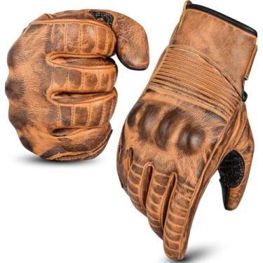 Imagem de aaasportx Luvas de motocicleta masculinas de couro para motocicleta com função de tela sensível ao toque - Protetores Luvas de motocicleta masculinas e femininas para todos os climas Luvas de motocicleta com almofadas antiderrapantes (2GG)