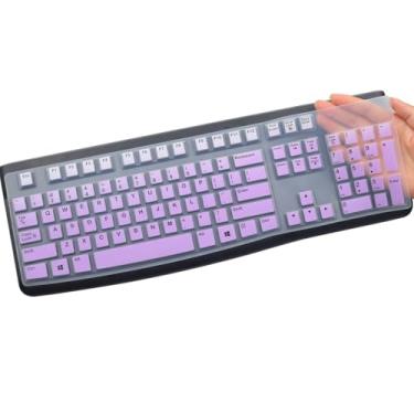 Imagem de Capa de silicone para teclado Logitech K120 & MK120 ergonômico desktop USB com fio, Logitech K120 e MK120 teclado protetor layout EUA (não serve para outro modelo) - OmbrePurple