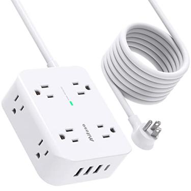 Imagem de Power Strip Surge Protector - Flat Plug, 8 Wide Outlets with 4 USB Ports (1 USB C), 5FT Heavy Duty Extension Cord with Multiple Outlets, Wall Mount, Charging Station Overload Protection for Home Dorm