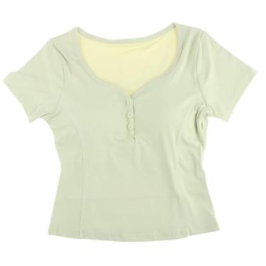 Imagem de kowaku Camisa feminina de manga curta para ioga, roupa esportiva leve para corrida, fitness, exercício, treino, pilates, M