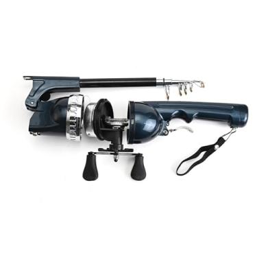 Imagem de Vara de pesca de bolso, vara de pesca dobrável - Vara de pesca para viagens Varas de pesca super curtas - Pólo de pesca de bolso resistente portátil de balancim duplo para pesca em água doce de água s