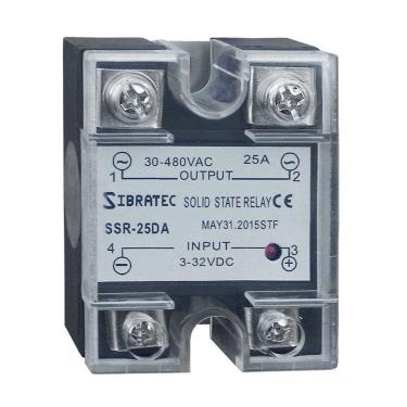 Imagem de Relé de Estado Sólido Monofásico SSR- Controle de 3~32Vcc - Tensão de 30~480Vca SSR-25Da - 25A.