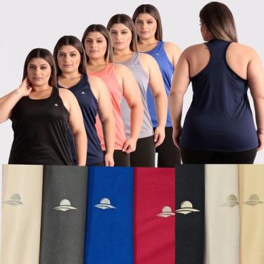 Imagem de Kit 2 Blusas Regata Plus Size MESH Premium Feminina Academia - FORÇA D