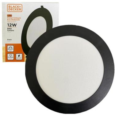 Imagem de Kit 2 Plafon Redondo Embutir 12w Preto Branco Frio 6500K - Black+Decke