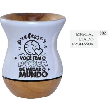 Imagem de Cuia de Madeira Premium Branca Personalizada - Dia dos Professores - M