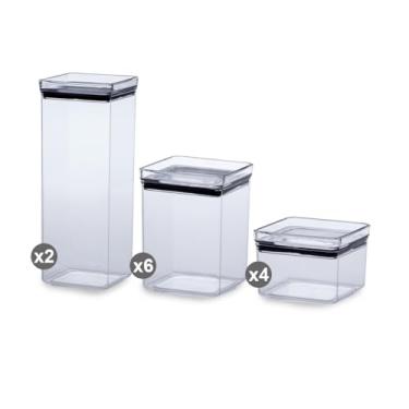 Imagem de Kit Potes Herméticos Paramount Empilhável Porta Mantimentos em Acrílico com Tampa 12 Peças