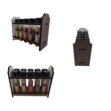 Imagem de Porta tempero rústico com 10 tubetes