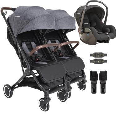 Imagem de Carrinho Kiddo para Gemeos com Bebe Conforto Sprint ii Grafite