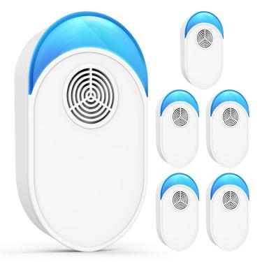 Imagem de Repelente ultrassônico atualizado 2024, pacote com 6, ultrassônico interno e repelente para baratas, roedores, ratos, insetos, formigas, mosquitos, ratos, aranha, plugue eletrônico de controle de