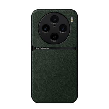 Imagem de Kepuch Capa para Vivo X100 Pro - Litchi Grano Case Placa de Metal Embutida - Verde