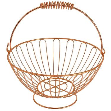 Imagem de Fruteira De Mesa Inoxidável Aramada Redonda Rose Gold 24cm