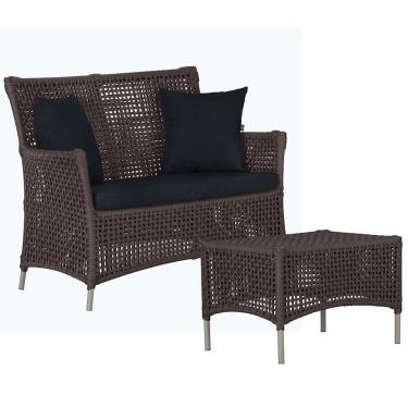 Imagem de 1 Sofá E Mesa Centro Igapó Alumínio Corda Náutica E12 Trama Marrom