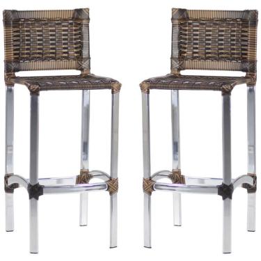 Imagem de Kit 2 Banquetas Alta Madri Alumínio Fibra Sintética Marsala Trama Original