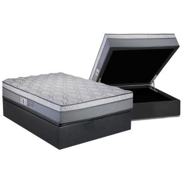 Imagem de Cama Box Baú Casal Kit Masterpocket New Maxi 138x188 com Colchão Molas Ensacadas Suede...