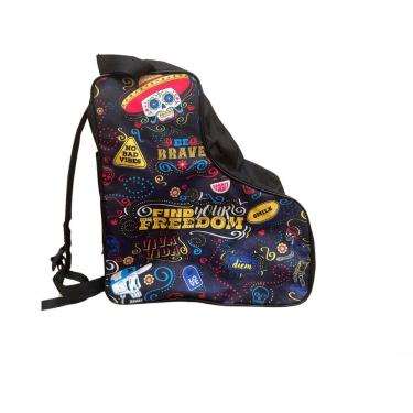 Imagem de Mochila Para Patins Preta Colorida Lobo Store