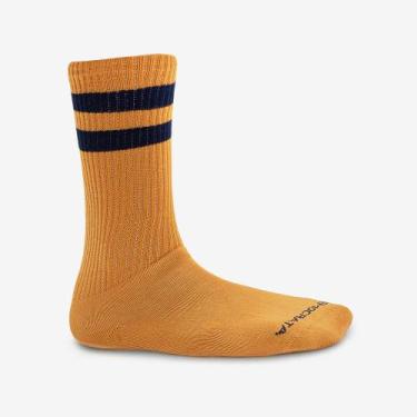 Imagem de Meia Feminina Cano Alto Algodão Poliamida Mostarda com Listras 33/38 -