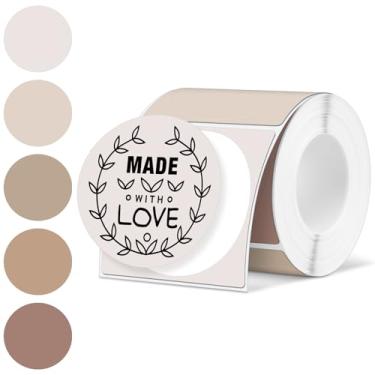 Imagem de Ctosree 250 peças/1 rolo de 5 cm etiquetas térmicas redondas autoadesivas circulares diretas, adesivos de impressora multiuso para design de logotipo DIY, código QR, etiqueta de nome (Morandi outono)