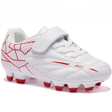 Imagem de LIGVIV Chuteiras de futebol para crianças, sapatos de futebol sem cadarço, terreno firme ao ar livre, crianças pequenas e grandes, Branco, 10 Toddler