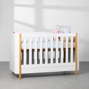 Imagem de Berço Mini Cama Curvo Pina – Branco e Amêndoa Berço Mini Cama Curvo Pina - Branco e Amêndoa