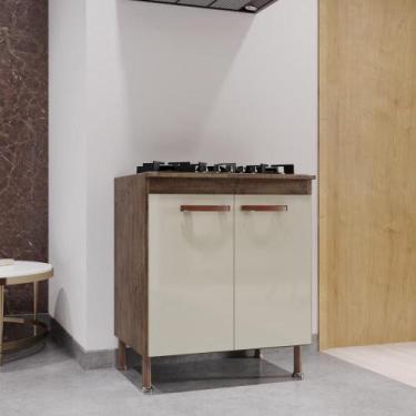 Imagem de Balcão Modulado Com Tampo Fidelitá Lisboa 70cm 2 Portas Noce/Off-White