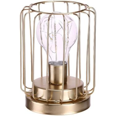 Imagem de Abajur De Mesa Lâmpada LED Metal Dourado Geométrico Retrô