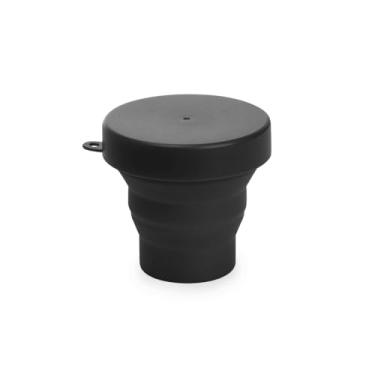 Imagem de Copo Retrátil de Silicone, 150ml, com Tampa e Argola para Chaveiro, 7,1 x 8,5 cm (Preto)