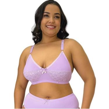 Imagem de Sutiã Plus Size Sem Bojo Reforçado Microfibra comDetalhe em Renda - TJ