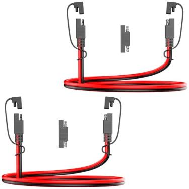Imagem de BBHEJJ Pacote com 2 cabos de extensão SAE de 12 AWG SAE para SAE, desconexão rápida, cabo conector SAE para painel solar, bateria, motocicleta, carros, trailers