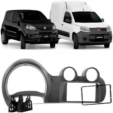 Imagem de Moldura 2 Din Novo Uno Vivace Fiorino 2014 à 2021 Cinza Painel Central