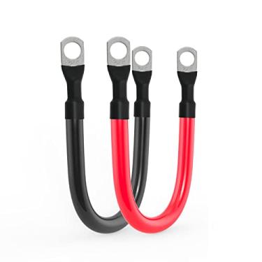 Imagem de Cabo de bateria 4 AWG Calibre 4AWG Cabos inversores de bateria de cobre puro com terminais de 3/20.3 cm Conjunto de fios do inversor de energia para automotivo solar marinho barco RV carro motocicleta