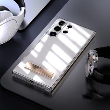 Imagem de Para Samsung Galaxy S25 S24 S23 S22 Ultra Clear Bracket Capa protetora horizontal Proteção Transparente Soft Case, Dourado, Para S25Ultra