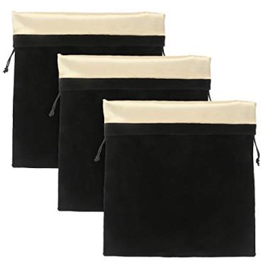 Imagem de Bolsa de armazenamento para secador de cabelo, bolsa de veludo Segbeauty com cordão de 30 x 39,9 cm, bolsa organizadora preta para difusor, alisadores, roupas, Preto, 3 Count (Pack of 3)
