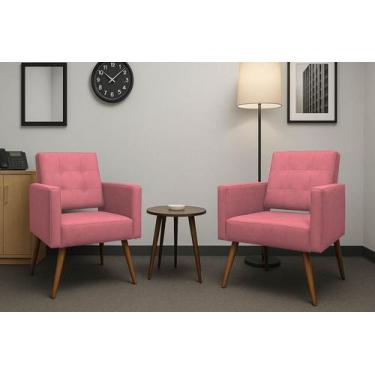 Imagem de Poltrona Vanessa Kit Com Duas Rosa - MOVEIS ÁGUIAS 