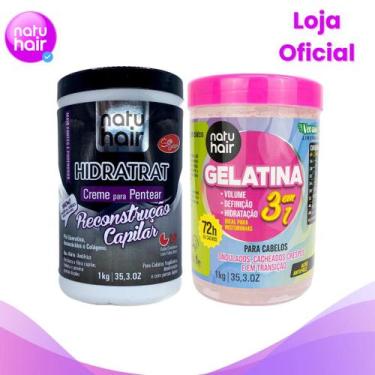 Imagem de Kit Creme Para Pentear Reconstrução Capilar NatuHair + Gelatina 3 em 1
