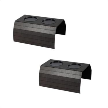 Imagem de Kit 2 Esteiras para Braço de Sofá com Porta Copo Apoio Taça Garrafa MDF Marrom Resistente