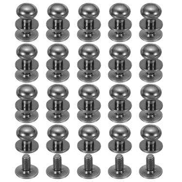 Imagem de PATIKIL Rebites de couro de 9 mm, 20 conjuntos de parafusos de cabeça esférica, botão de cabeça redonda, botão de cabeça redonda Chicago parafuso de mamilo, rebite para couro, faça você mesmo