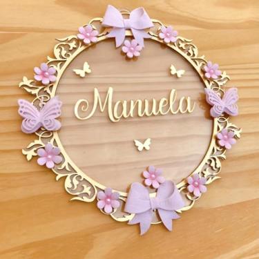 Imagem de Porta Maternidade Laços Acrílico e Espelho