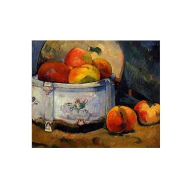 Imagem de Natureza Morta Quadro Parede em Tela-Famosas Pinturas para Sala de Jantar-Pêssegos-Decoração Cozinha Vintage 20x25cm Sem Moldura