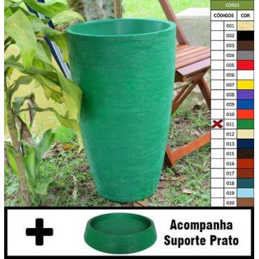Imagem de Kit Vaso Planta + Prato 65x40 Oval Moderno Polietileno - BGPLASTICOS, 