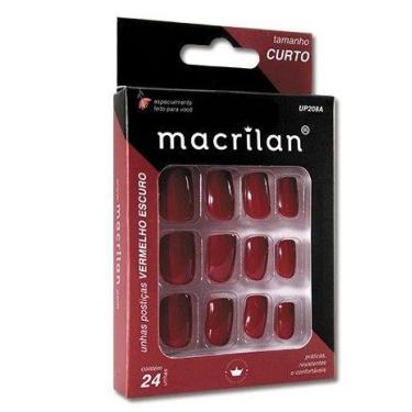 Imagem de Unhas Postiças UP208A Curto Vermelho Escuro - Macrilan