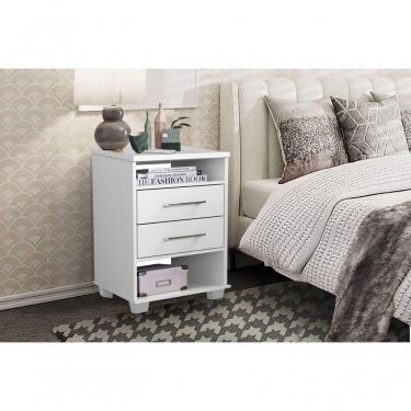 Imagem de Mesa De Cabeceira 2 Gavetas E Prateleira Valente Branco - Rud Rack