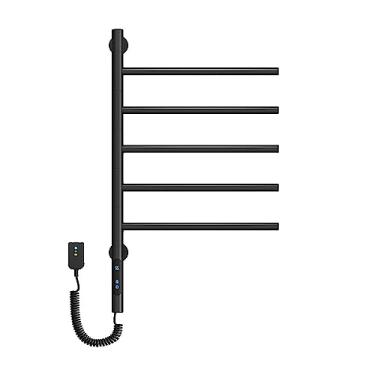 Imagem de Toalheiro Térmico para 5 toalhas, Fio Lado Esquerdo/Direito Cromado, Banho Toalheiro Elétrico Para Casa, Rotação de 180°,220v/110v,Black